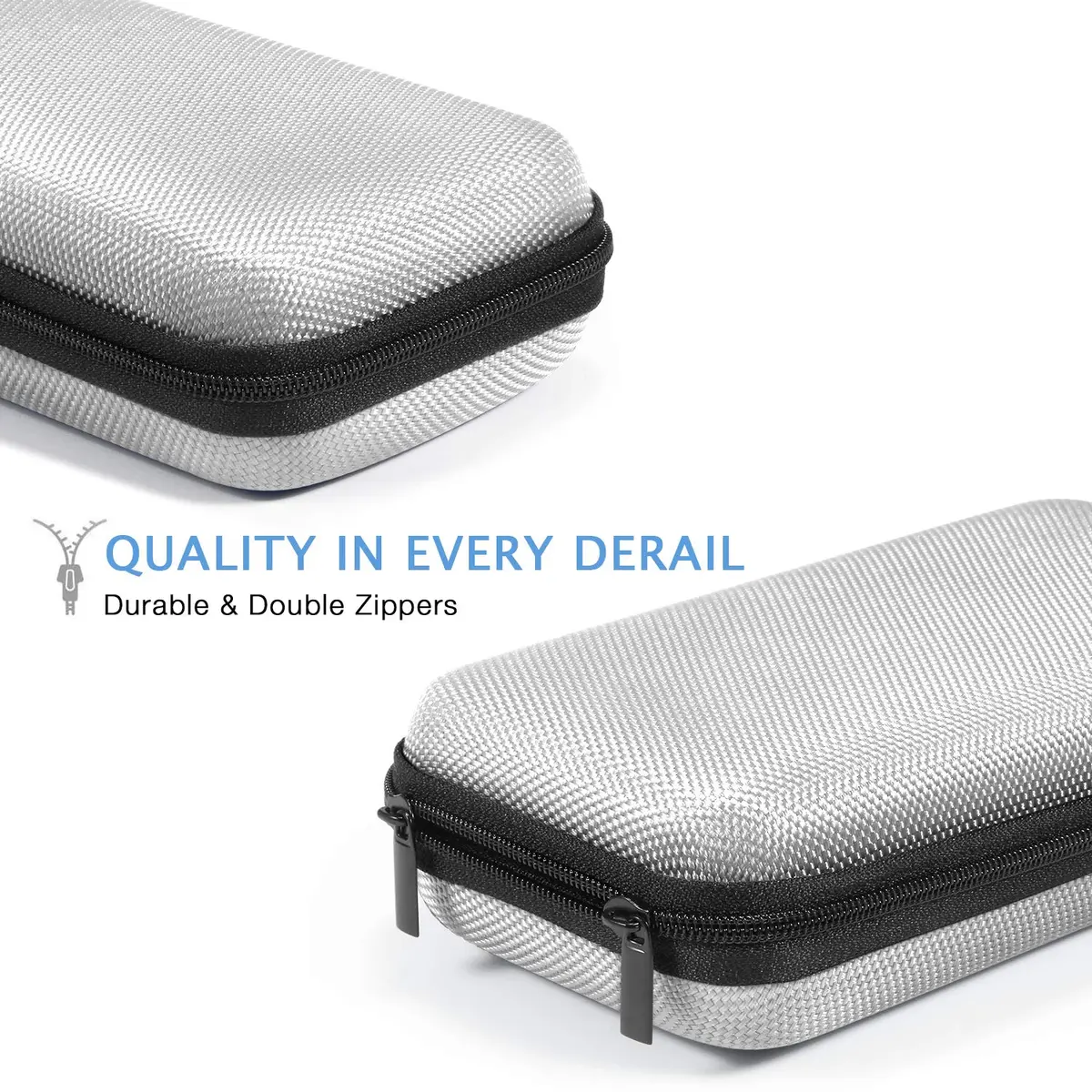 GLCON Small Tech Zipper Bag Organizer, Silver Shockproof EVA Carrying Case | Compact & Durable - view 5