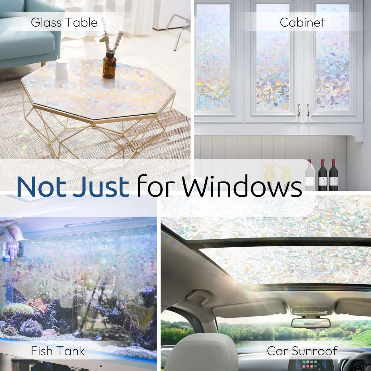 rabbitgoo Rainbow Window Privacy Film, Stained Glass Cling, 17.5" x 78.7" | Static, Reusable, UV Blocker for Home & Decor - view 7