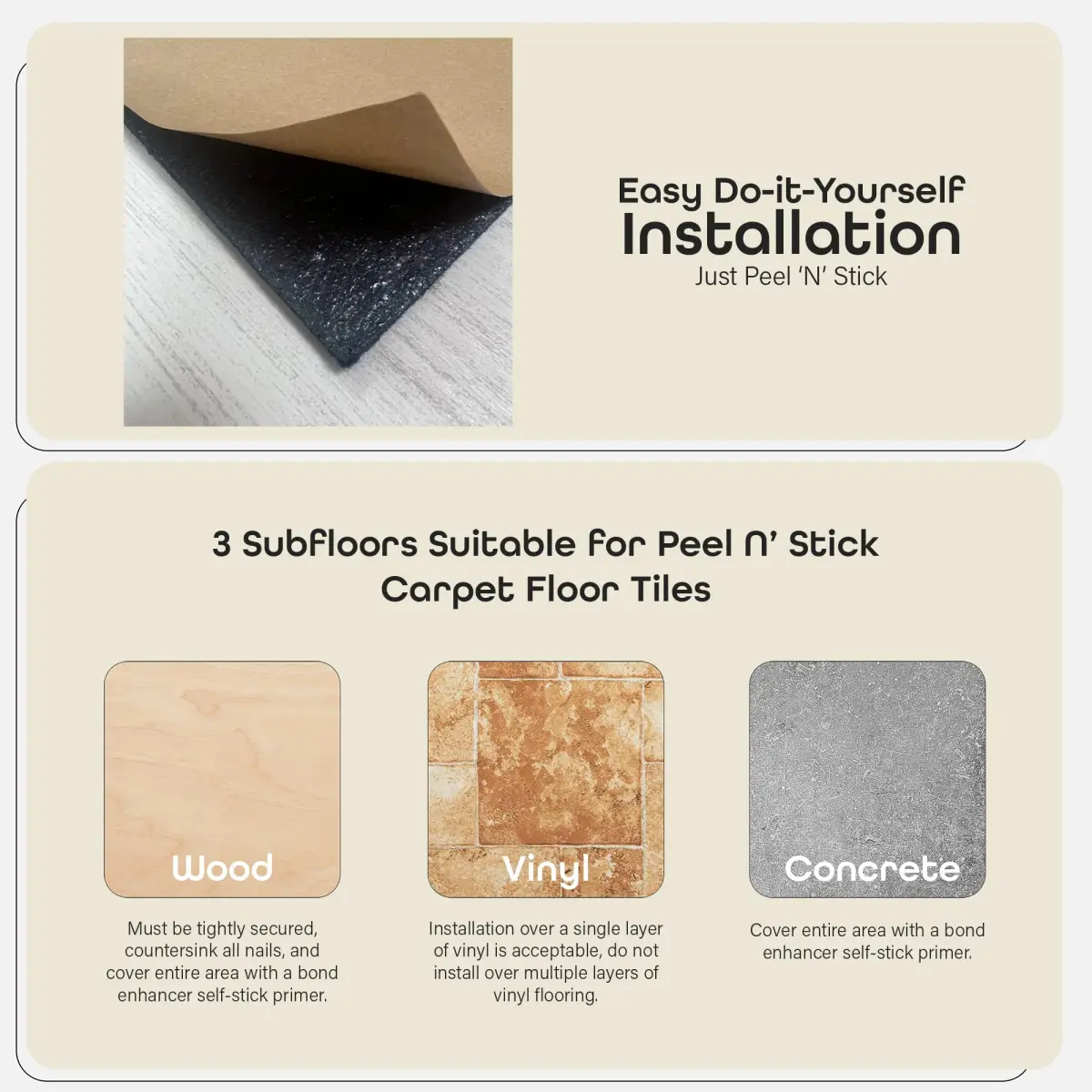 Nexus Peel & Stick Carpet Tiles 12x12 Inch (30x30 cm) Tan | 12 Sq Ft Coverage Pack - view 4