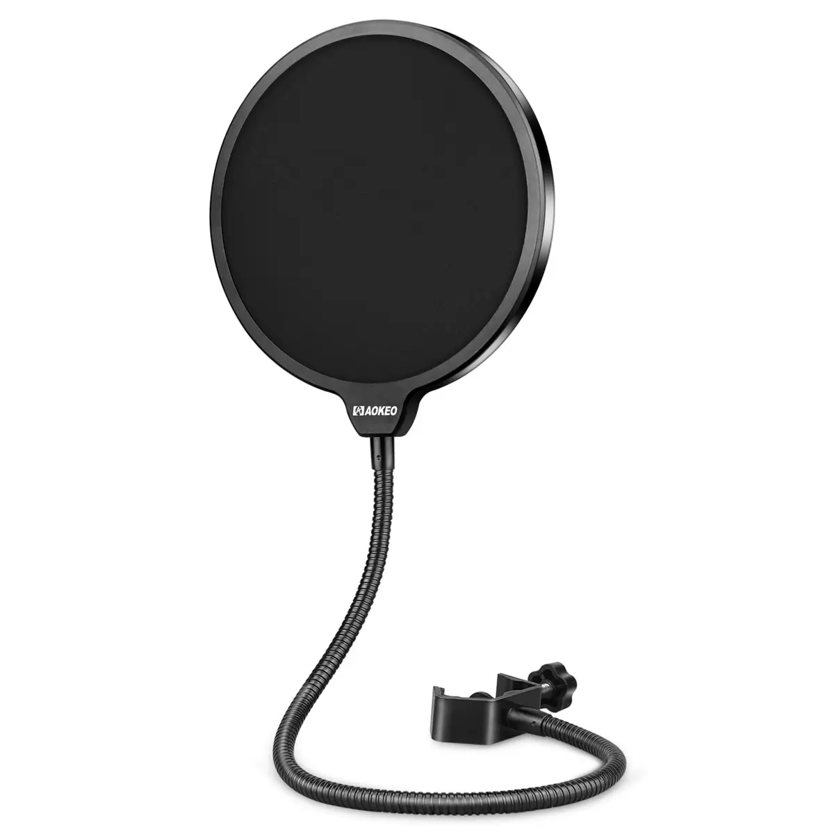 Aokeo Microphone Pop Filter Shield for Blue Yeti & All Microphones | Dual Layer Wind Screen with 360° Gooseneck Clamp - main product image