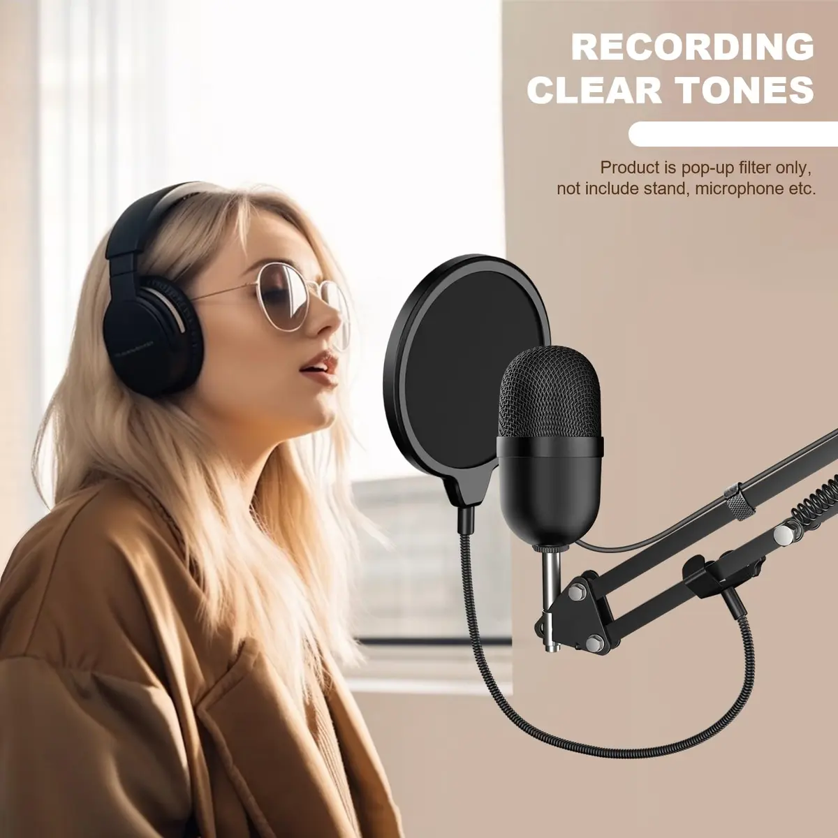 Aokeo Microphone Pop Filter Shield for Blue Yeti & All Microphones | Dual Layer Wind Screen with 360° Gooseneck Clamp - view 7