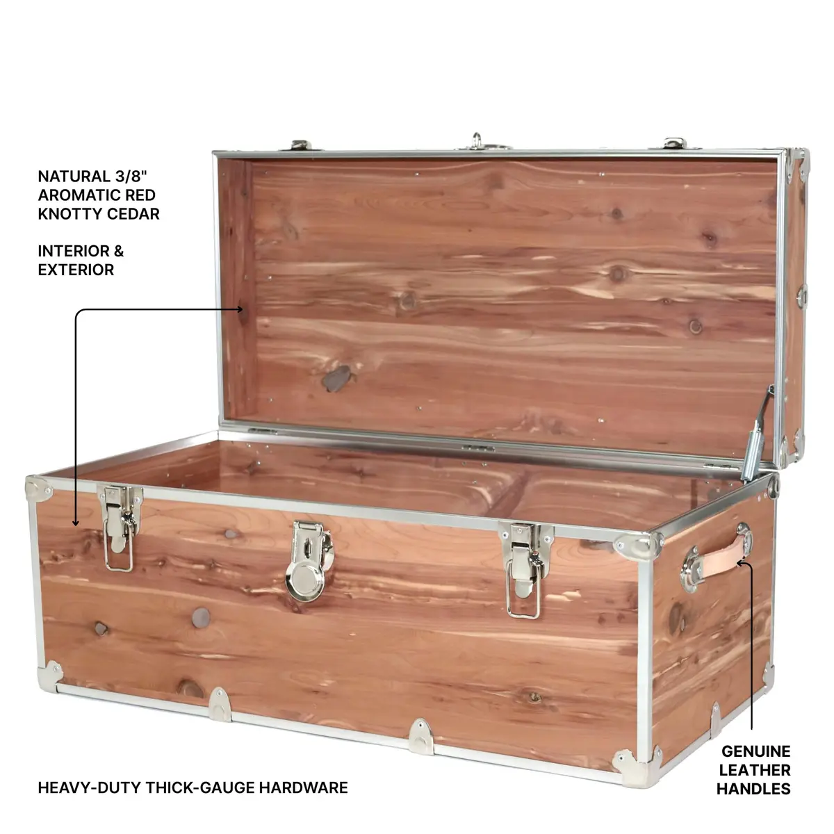 Rhino Trunk & Case Knotty Cedar Large Chest | Lockable, Heirloom-Quality Storage Trunk (32"L x 18"W x 14"H) - view 3