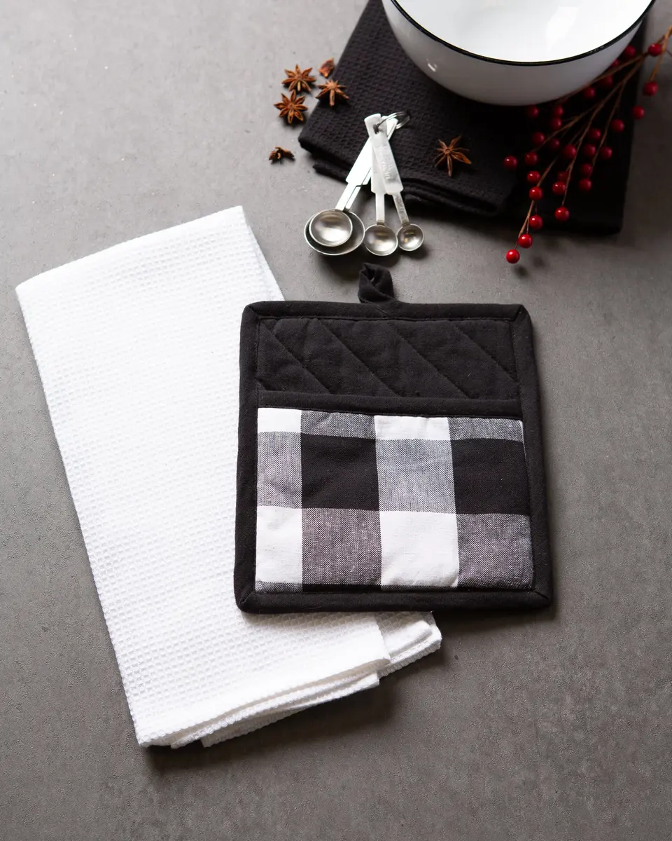 DII Buffalo Check Potholder Set 18cm x 20cm (7" x 8") | Classic Farmhouse Kitchen Linens - view 7