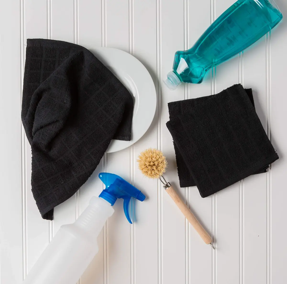 DII Basic Terry Collection Solid Windowpane Dishcloth Set, 12x12 in Black, 6 Piece | Absorbent Cotton Kitchen Essentials - view 5