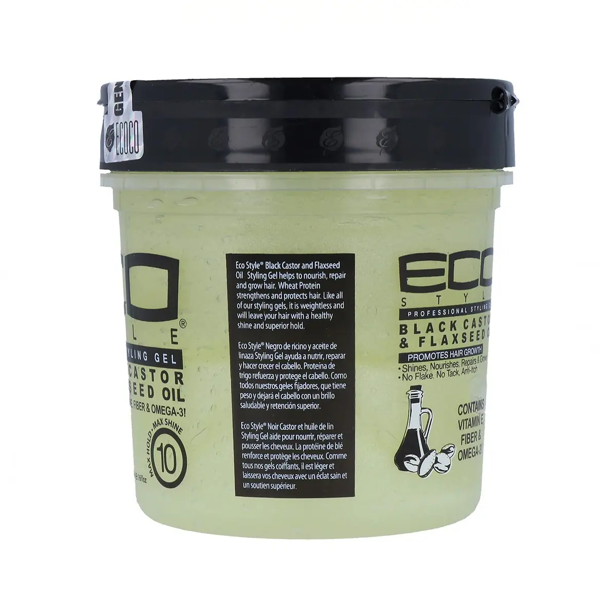 Eco Style Black Castor & Flaxseed Oil Styling Gel 473ml (16 Oz) | Superior Hold & Shine - view 2