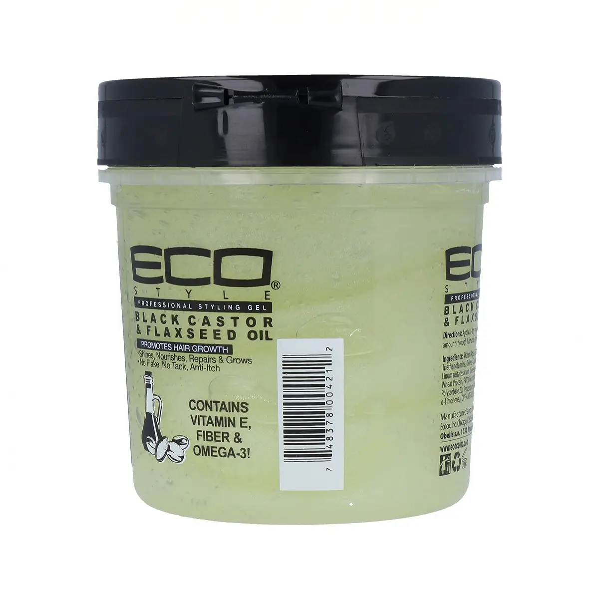 Eco Style Black Castor & Flaxseed Oil Styling Gel 473ml (16 Oz) | Superior Hold & Shine - view 3
