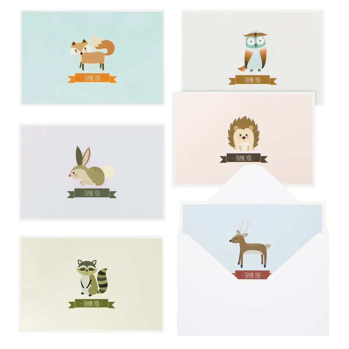 Best Paper Greetings 48 Pack Cute Forest Animal Thank You Cards | Whimsical Woodland Designs for All Occasions - main product image