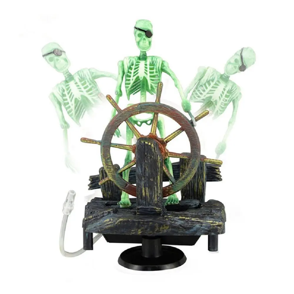Bestgle Aquarium Decor Skeleton Pirate Captain 9x6x13cm | Active Air-Driven Fish Tank Ornament - main product image