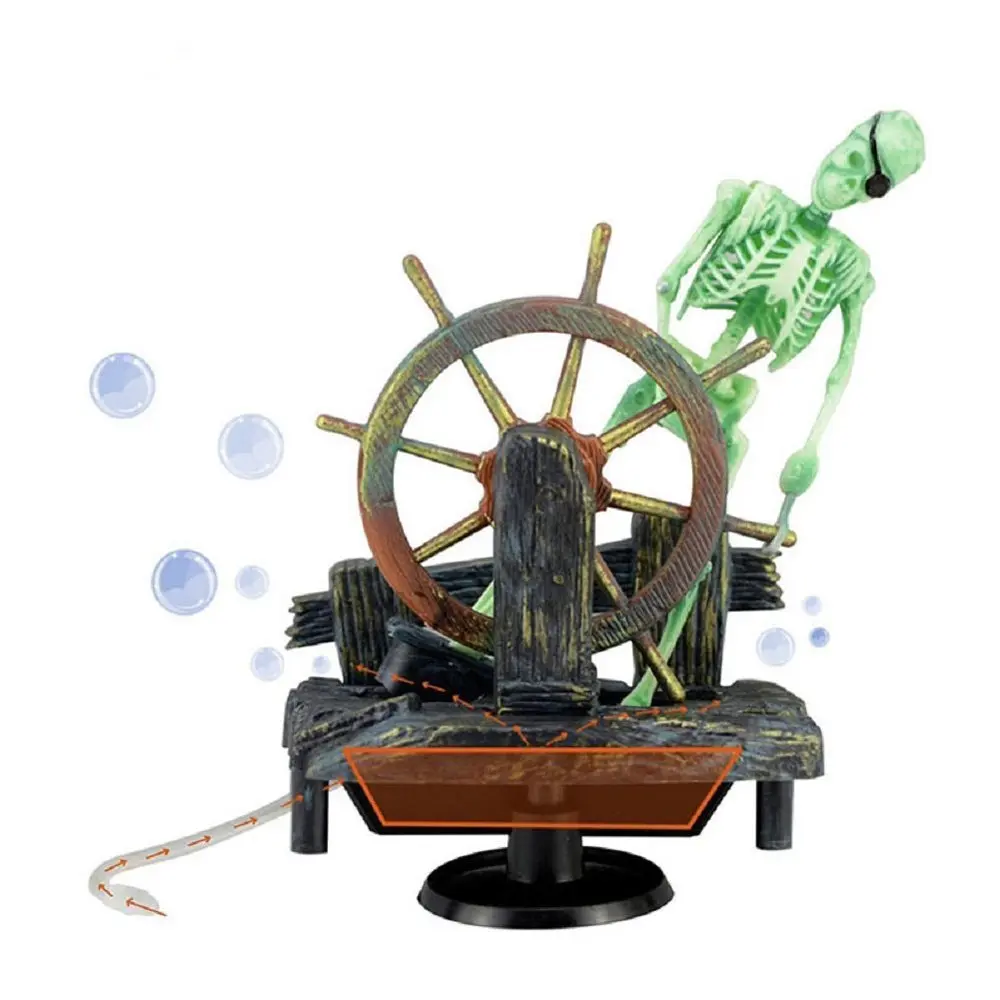 Bestgle Aquarium Decor Skeleton Pirate Captain 9x6x13cm | Active Air-Driven Fish Tank Ornament - view 5