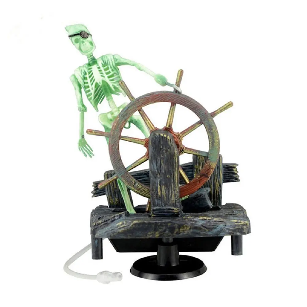 Bestgle Aquarium Decor Skeleton Pirate Captain 9x6x13cm | Active Air-Driven Fish Tank Ornament - view 4