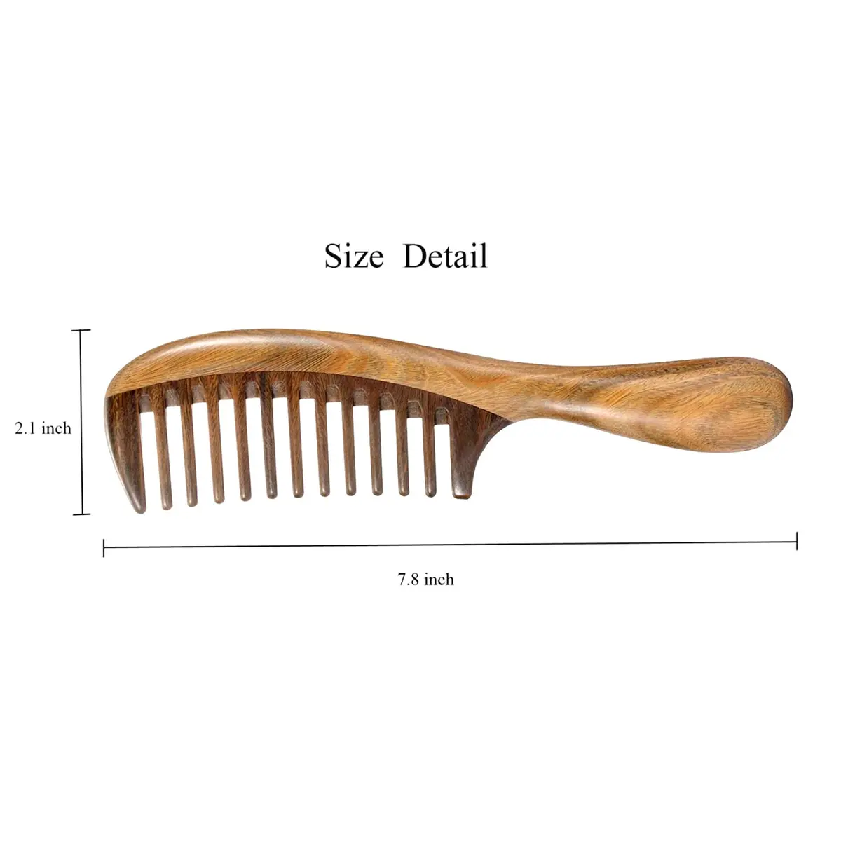 Louise Maelys Wooden Wide Tooth Hair Comb for Curly Detangling | Natural Sandalwood, Anti-Static, Handcrafted (20 x 5.5cm) - view 2
