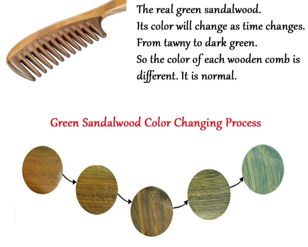 Louise Maelys Wooden Wide Tooth Hair Comb for Curly Detangling | Natural Sandalwood, Anti-Static, Handcrafted (20 x 5.5cm) - view 3