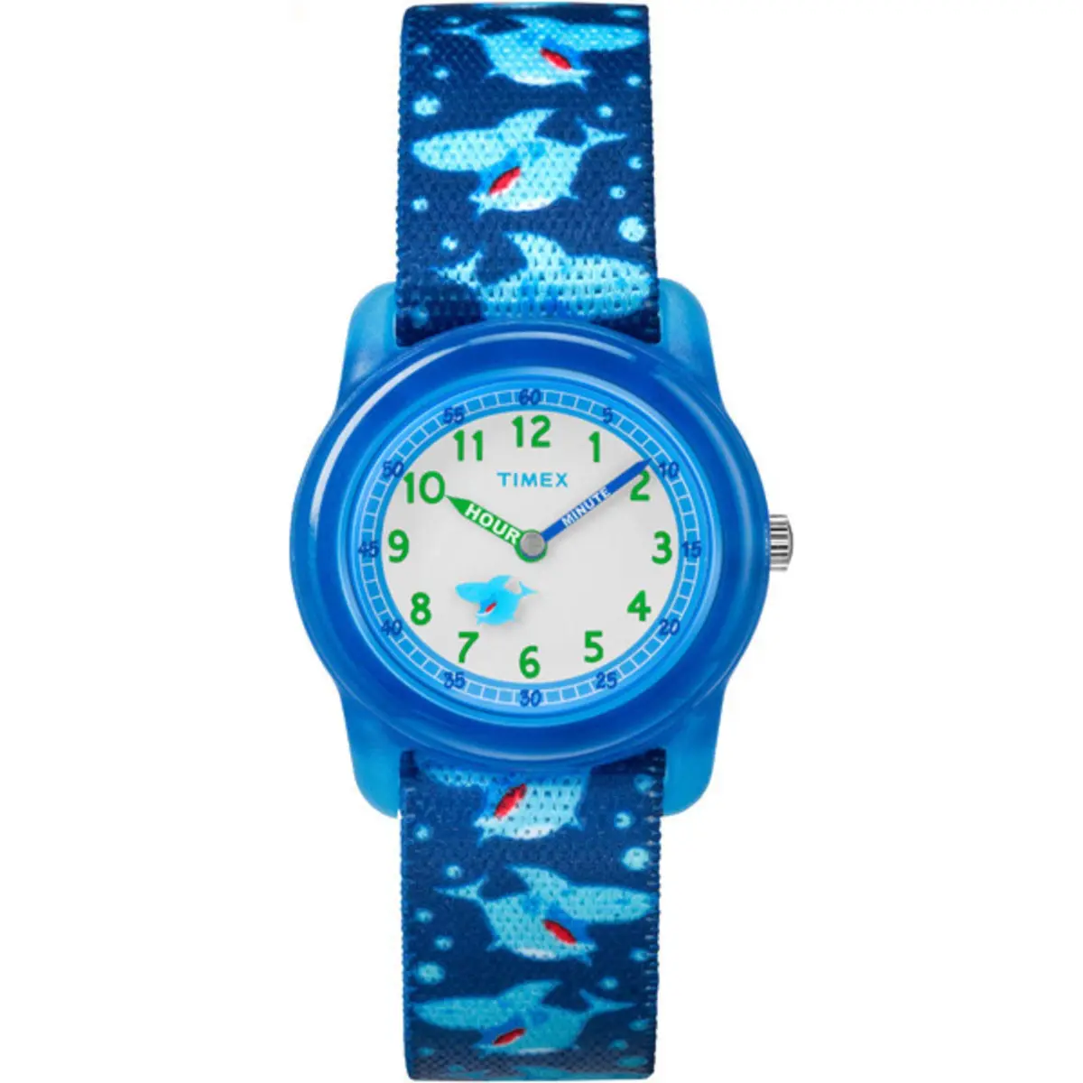 Timex Boys TW7C13500 Time Machines Blue Sharks Watch | Elastic Fabric Strap, Water Resistant - main product image