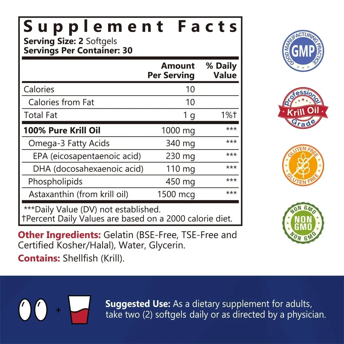 NatureMyst Krill Oil 1000mg | Omega-3 DHA EPA, Astaxanthin, 60 Softgels - view 2