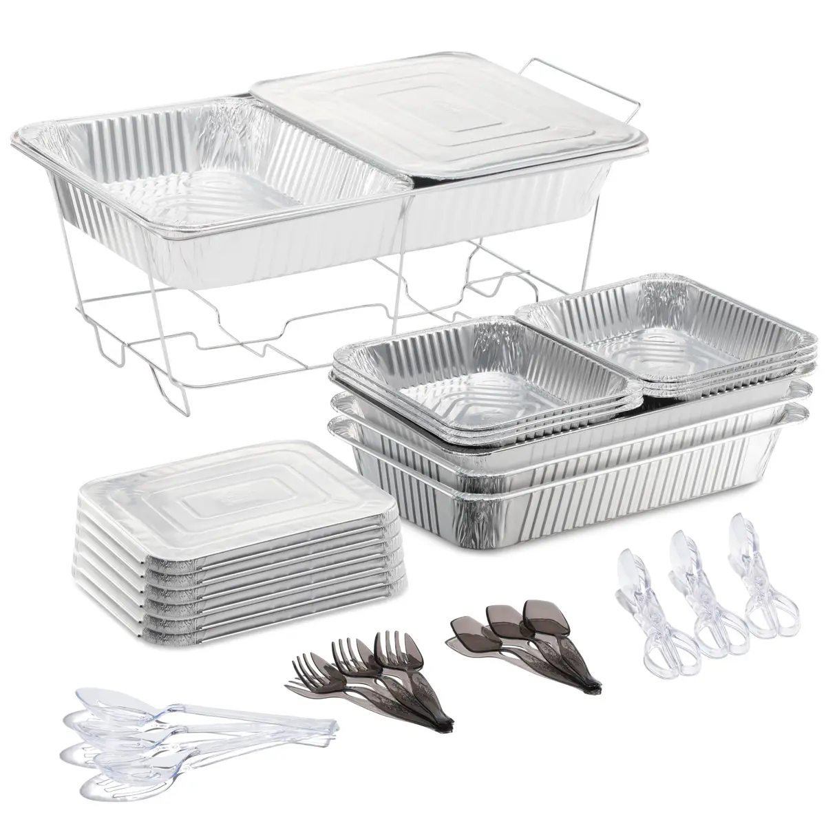 Tiger Chef Disposable Chafing Dishes for Buffet Set - Full-Size Disposable Wire Chafer Stand Kit - 30-Piece Catering Set for Parties Includes Chafer Pans Disposable Serving Utensils | Cost-Effective Buffet Solution - view 2