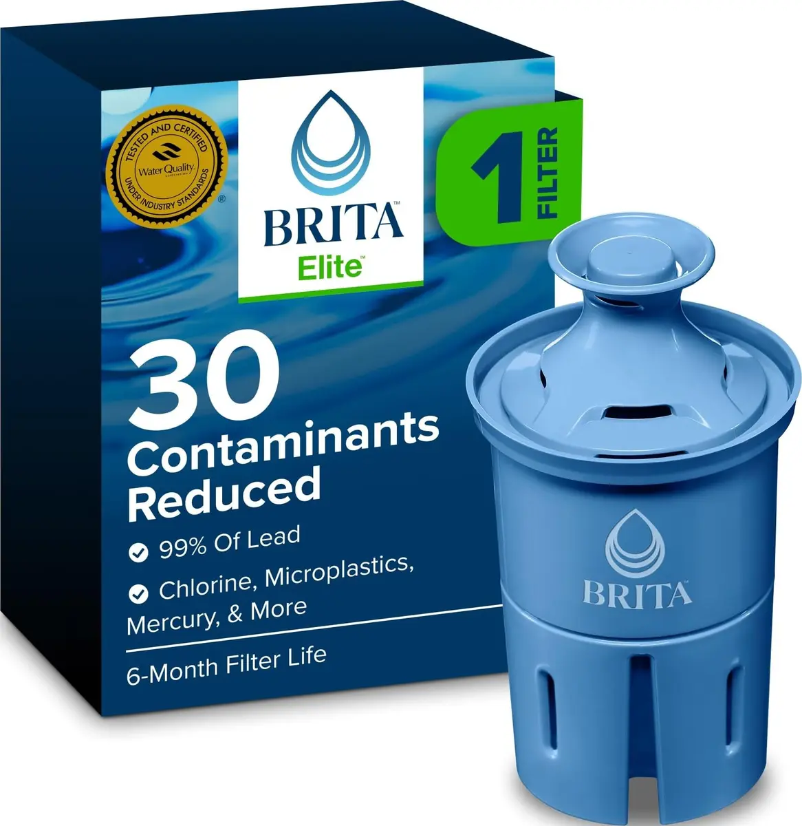 Brita Elite Replacement Water Filter 1 Pack | Reduces 99% Lead & Contaminants, Lasts 6 Months - main product image
