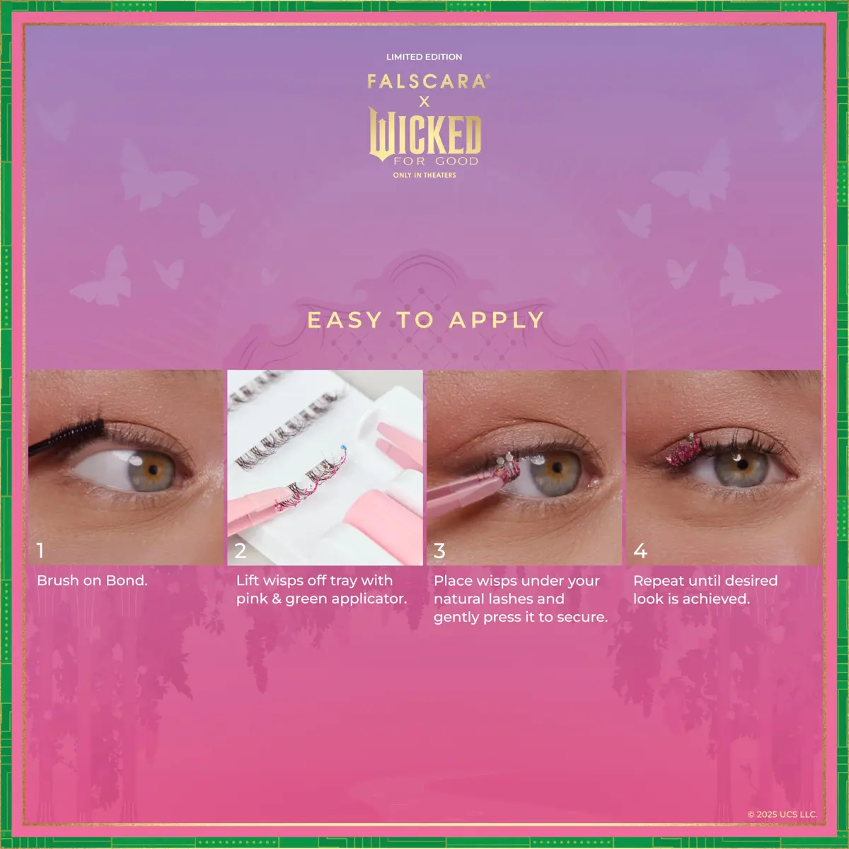 FALSCARA WICKED: FOR GOOD False Eyelashes 8-10mm | Natural Volume with Purple Glitter - view 2