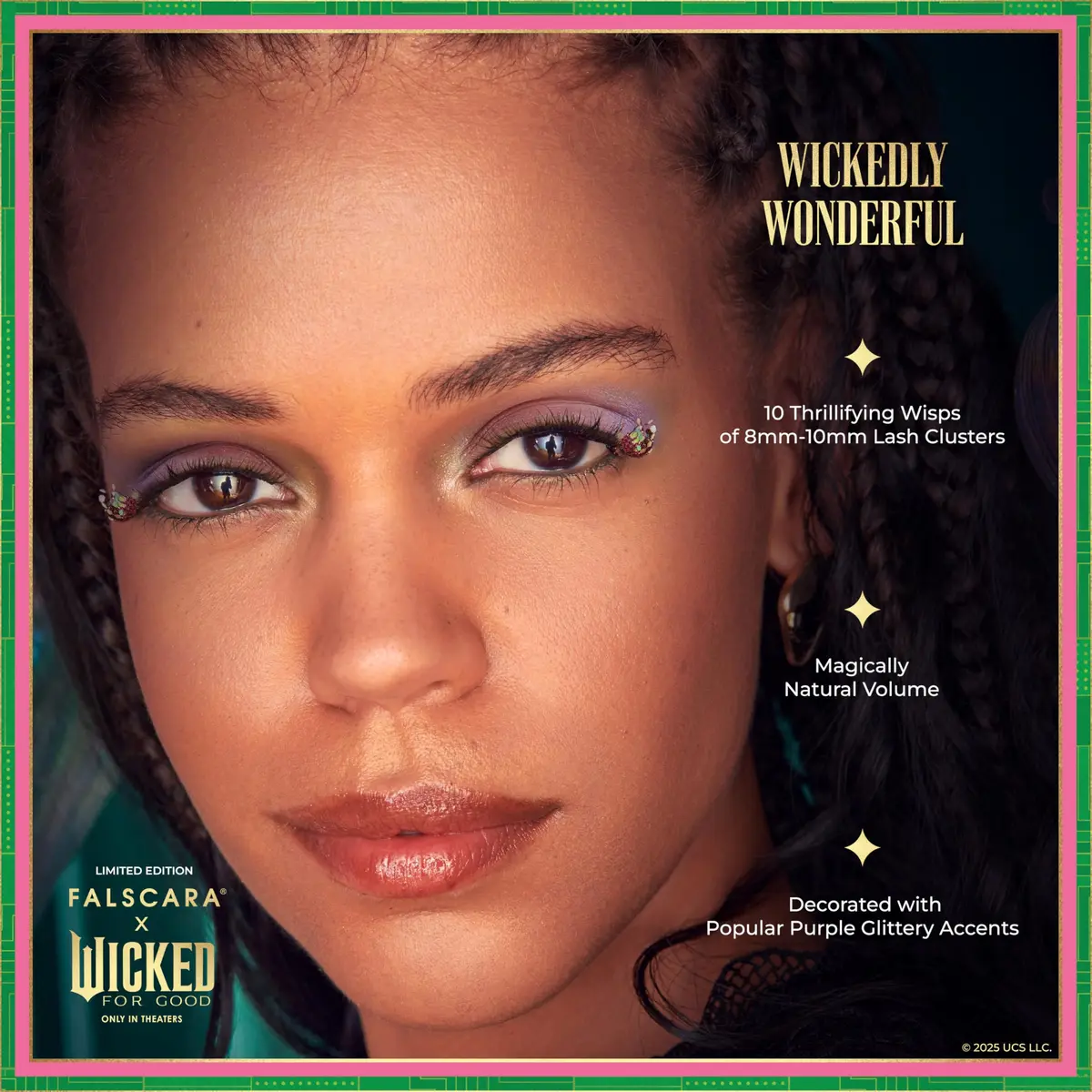 FALSCARA WICKED: FOR GOOD False Eyelashes 8-10mm | Natural Volume with Purple Glitter - view 3