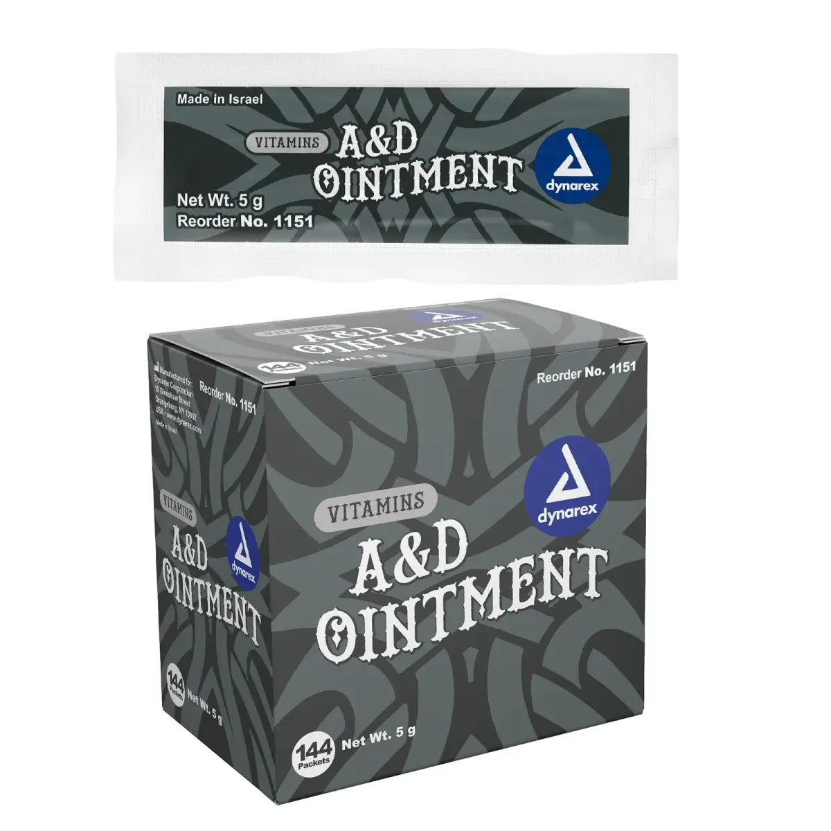 Dynarex Vitamins A&D Ointment Without Lanolin 5g (0.18 Oz) Packets | Protects Skin & Soothes Irritation - main product image