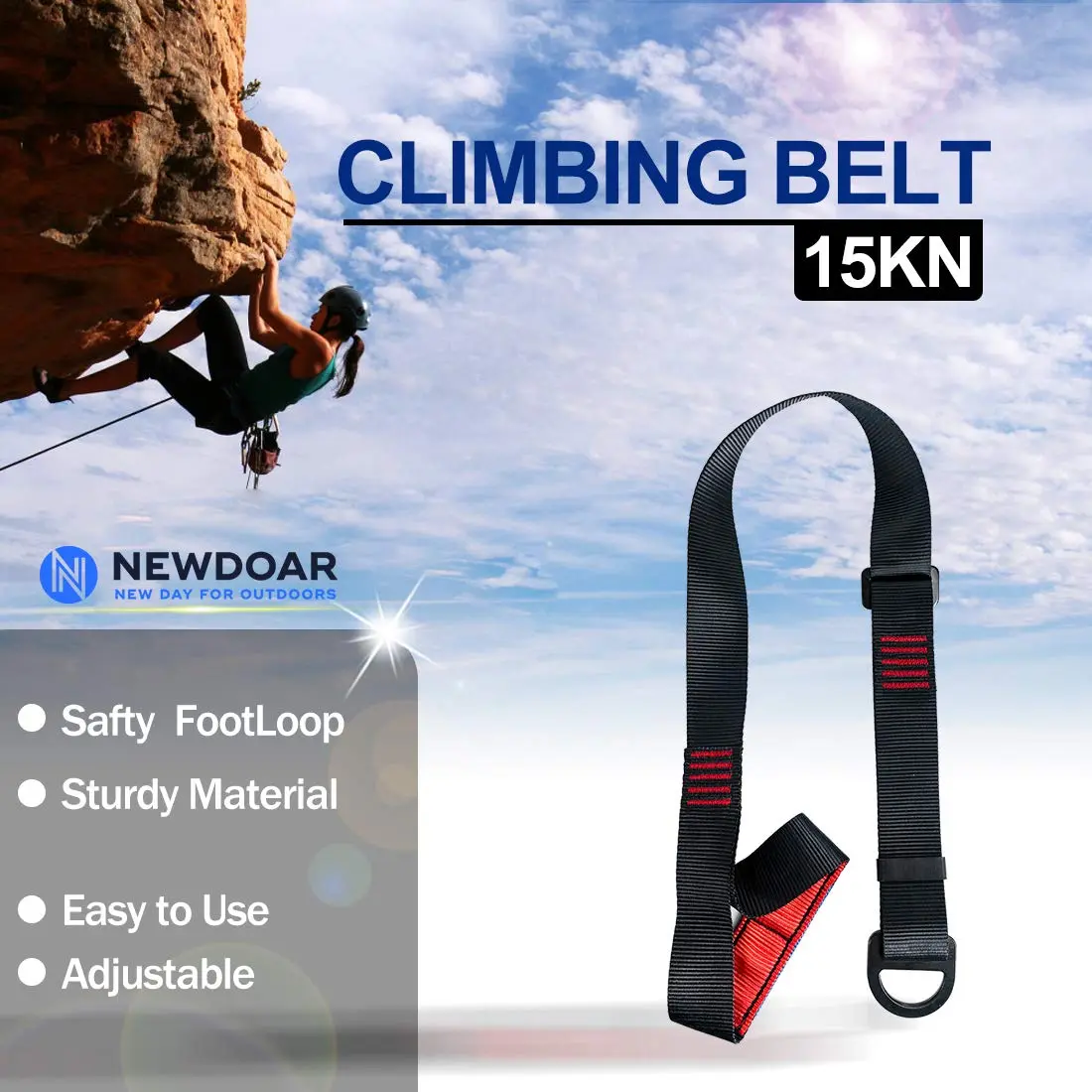 NewDoar Foot Ascender Loop for Climbing Tree Arborist Black | Enhance Rope Climbing Efficiency - view 6
