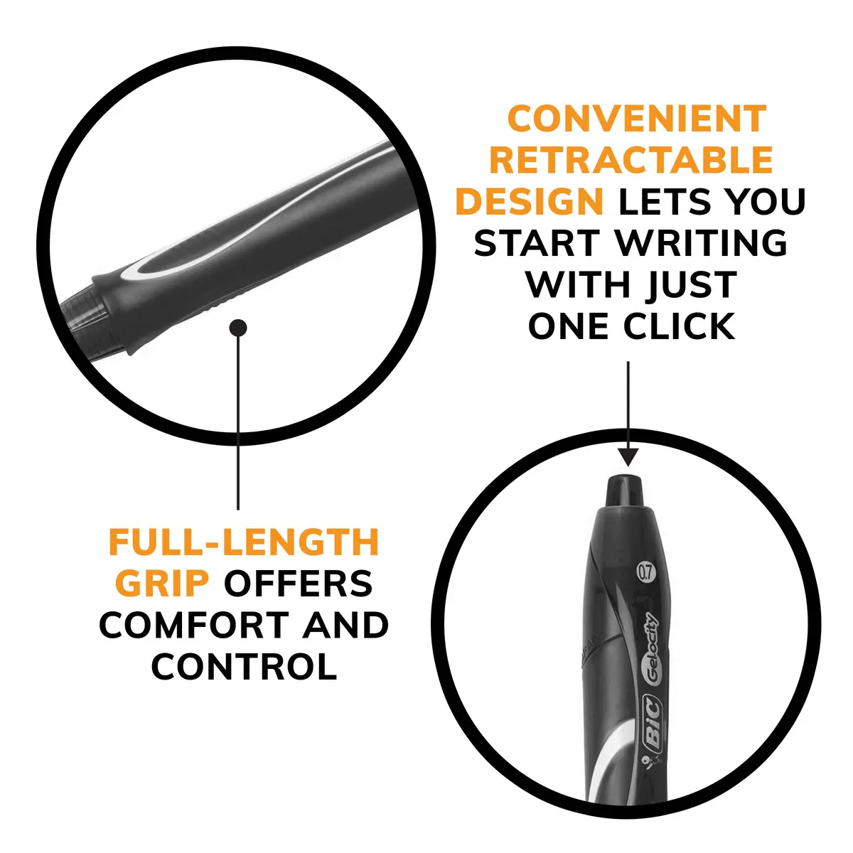 BIC Gelocity Quick Dry Black Gel Pens, Medium Point, 0.7mm, 4-Count | Smear-Resistant Ink - view 6
