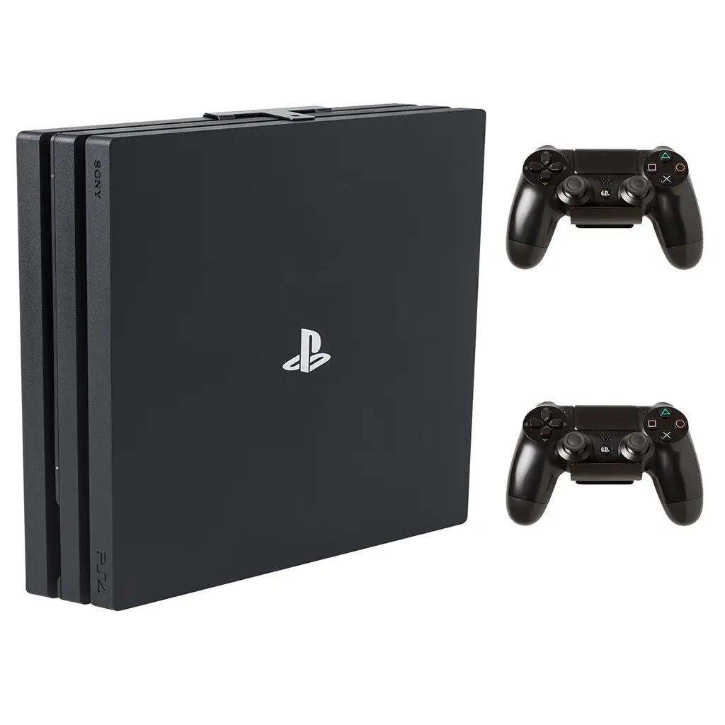 HIDEit Mounts PS4 Pro Wall Mount Bundle | Steel Wall Mount for PS4 Pro & Controllers, VESA & Under-Desk Compatible, Heavy-Duty Steel, Black - main product image