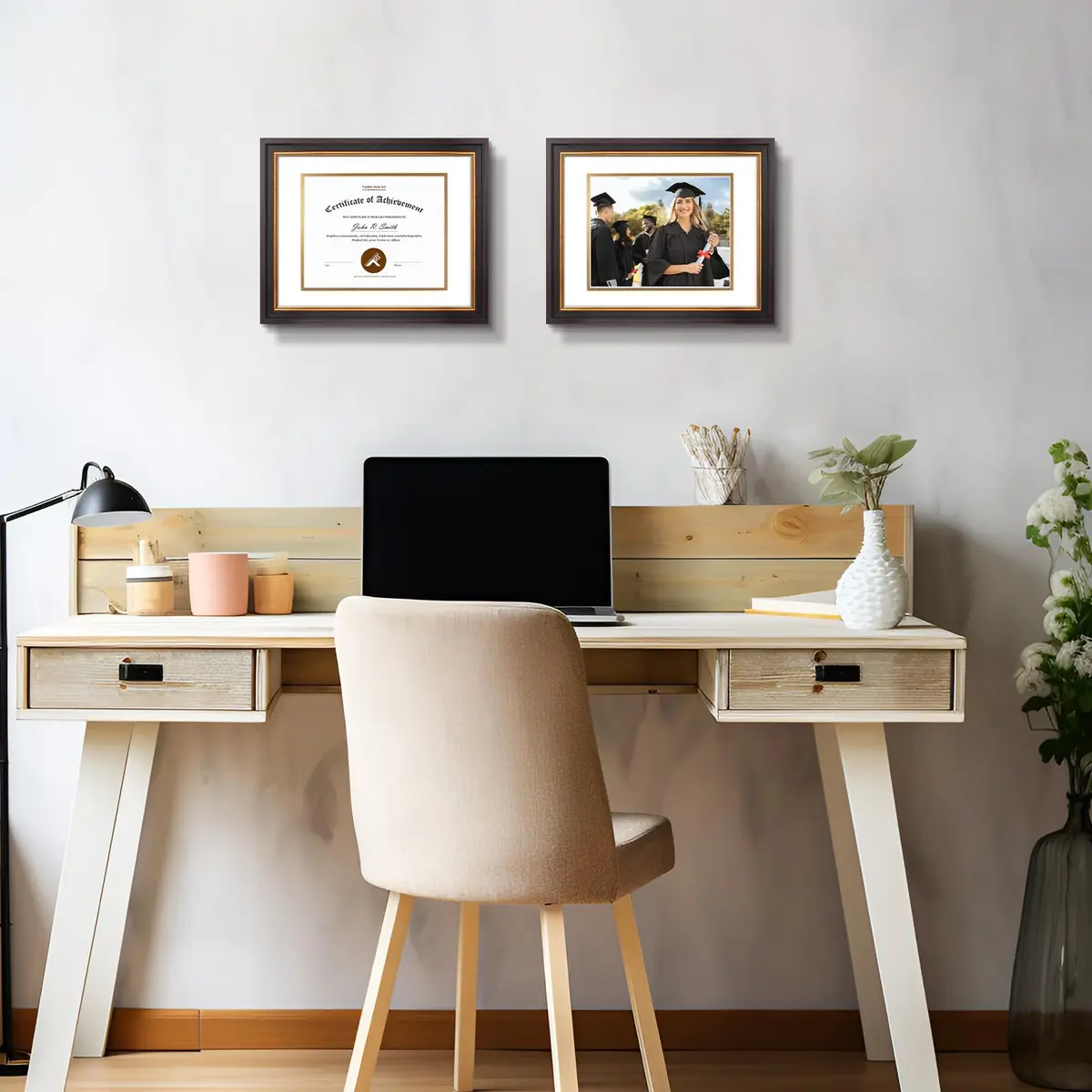 Golden State Art 11x14 Frame White Over Gold Double Mat for 8x10 Diploma | Elegant Wall Certificate & Photo Display - view 2