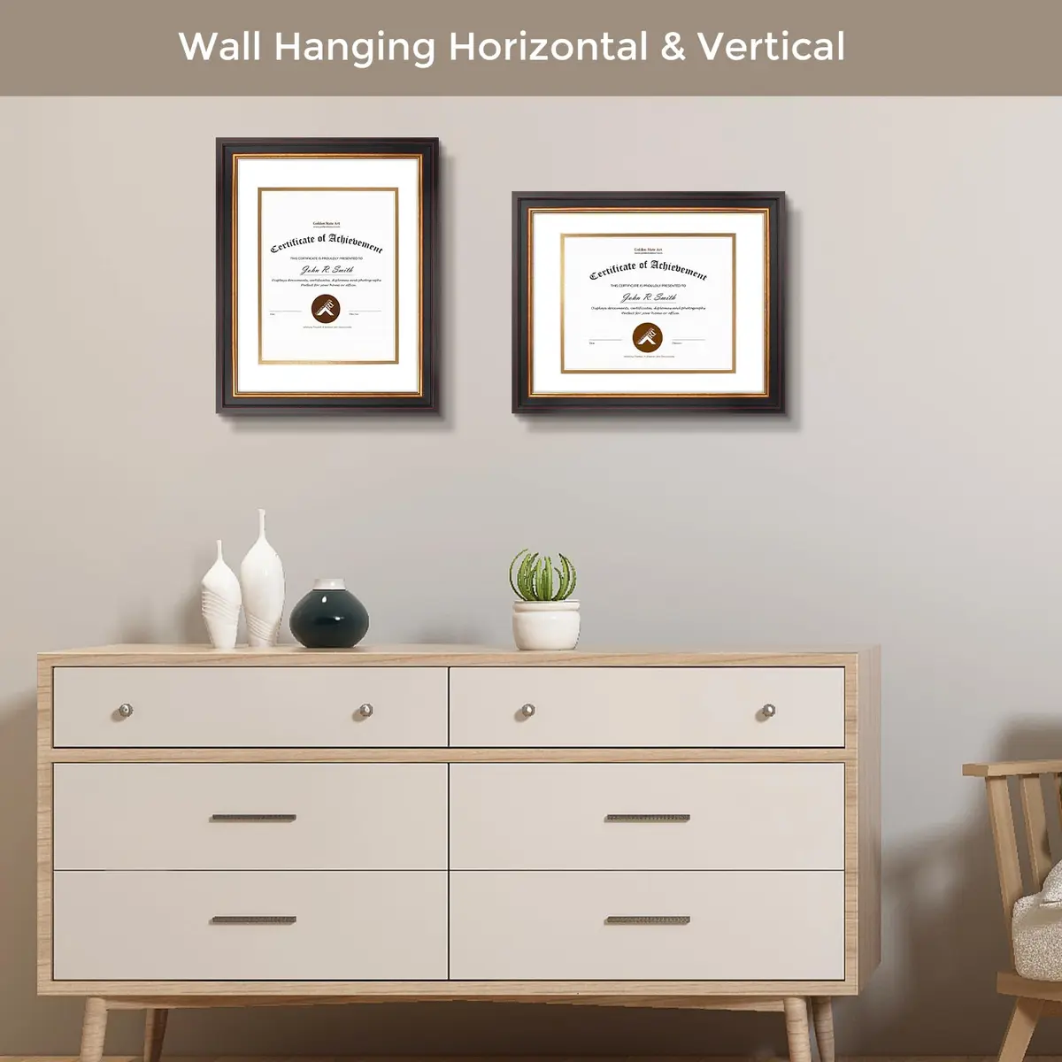 Golden State Art 11x14 Frame White Over Gold Double Mat for 8x10 Diploma | Elegant Wall Certificate & Photo Display - view 4