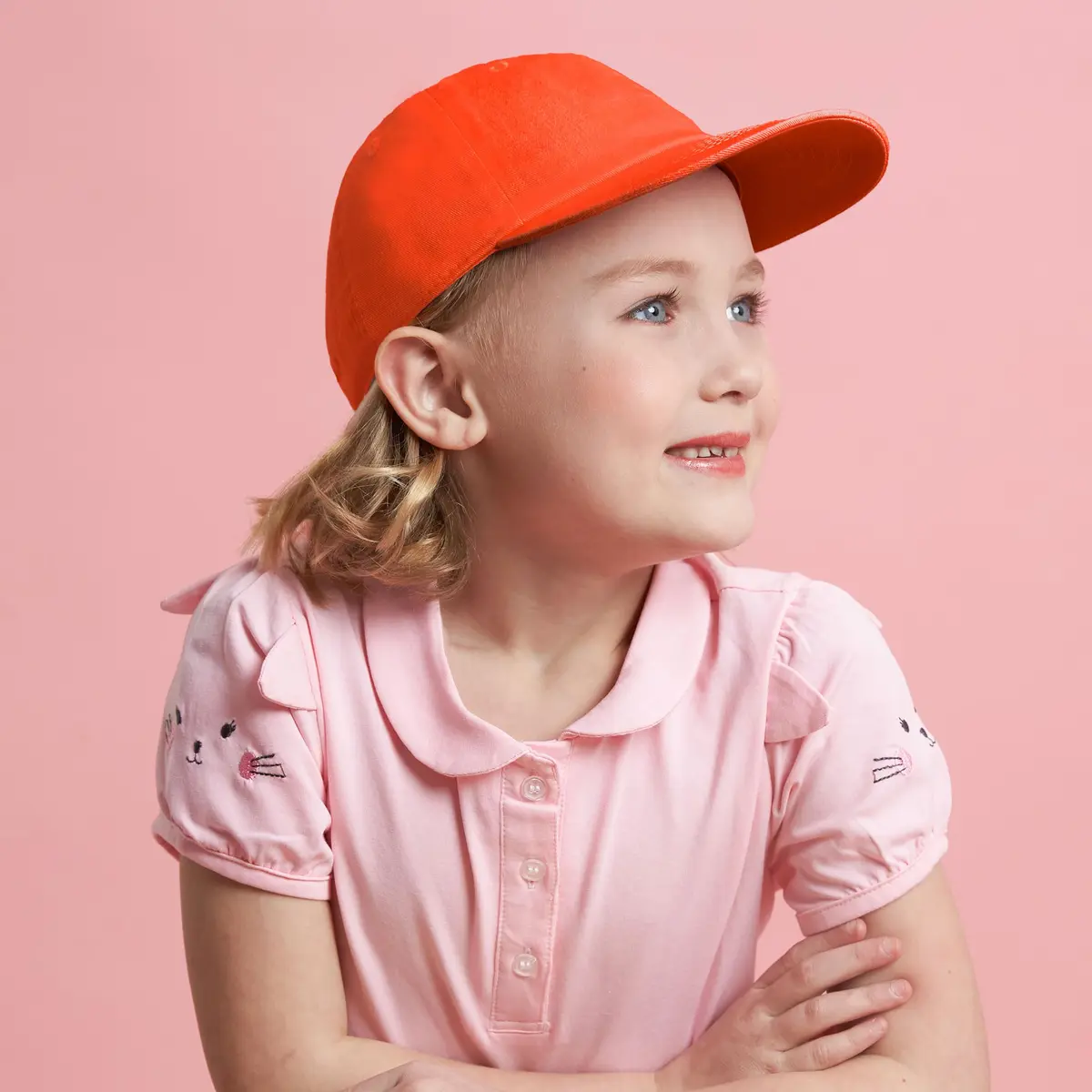 The Hat Depot Kids Washed Low Profile Cotton Baseball Cap | Orange, 2-5 Years - view 2