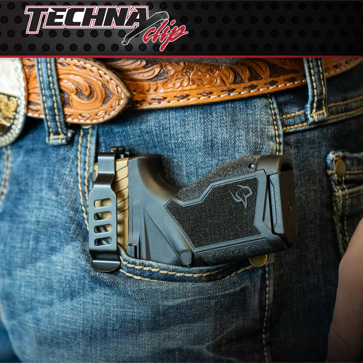 Techna Clip XDBA Conceal Carry Gun Belt Clip Black Carbon Fiber Belt Mount for SA XD Ambidextrous | Low-Profile Concealed Carry - view 7