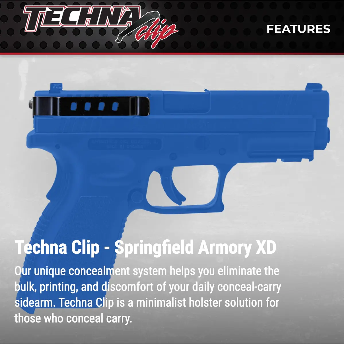 Techna Clip XDBA Conceal Carry Gun Belt Clip Black Carbon Fiber Belt Mount for SA XD Ambidextrous | Low-Profile Concealed Carry - view 2