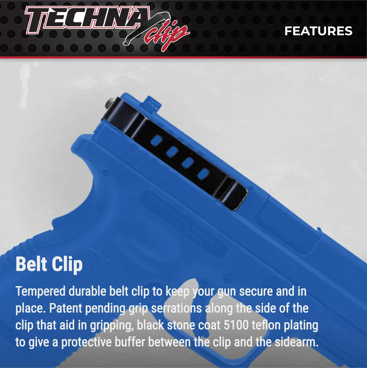 Techna Clip XDBA Conceal Carry Gun Belt Clip Black Carbon Fiber Belt Mount for SA XD Ambidextrous | Low-Profile Concealed Carry - view 3
