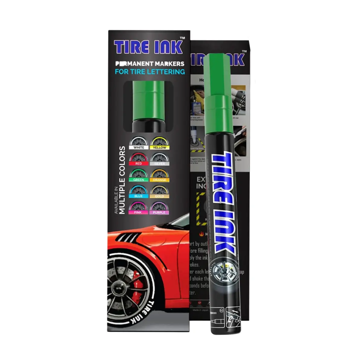Tire Ink Green Color Tire Paint Pen - Waterproof Permanent Paint Pens for Car Wheels Lettering | 0.5mm Fine Tip - main product image