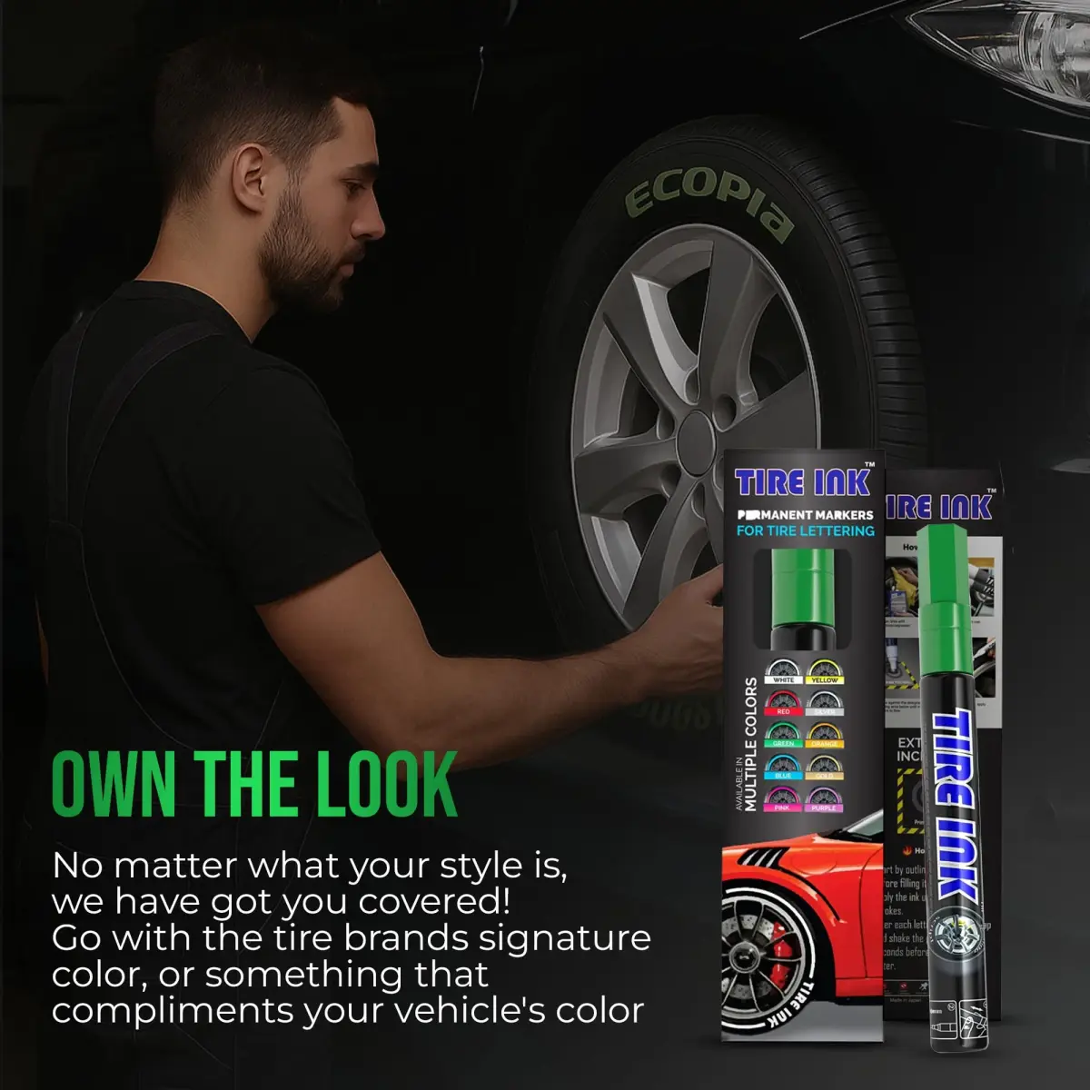 Tire Ink Green Color Tire Paint Pen - Waterproof Permanent Paint Pens for Car Wheels Lettering | 0.5mm Fine Tip - view 7