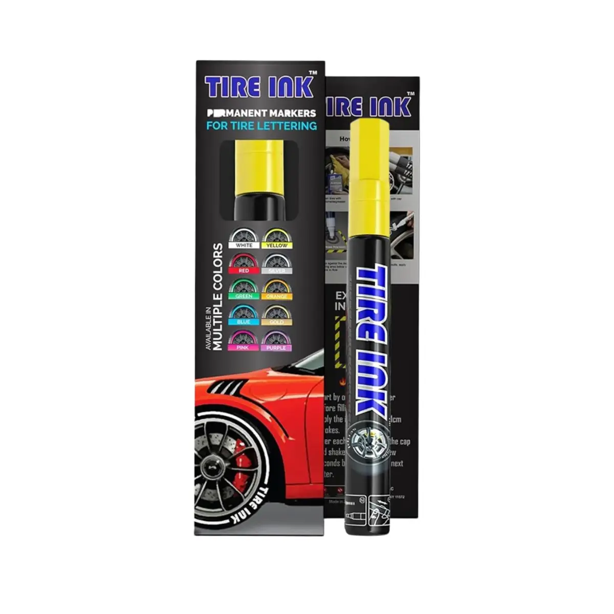 Tire Ink Yellow Tire Paint Pen - Waterproof Permanent Marker for Car Wheels | 1 Count (Pack of 1) | Made in Japan - main product image