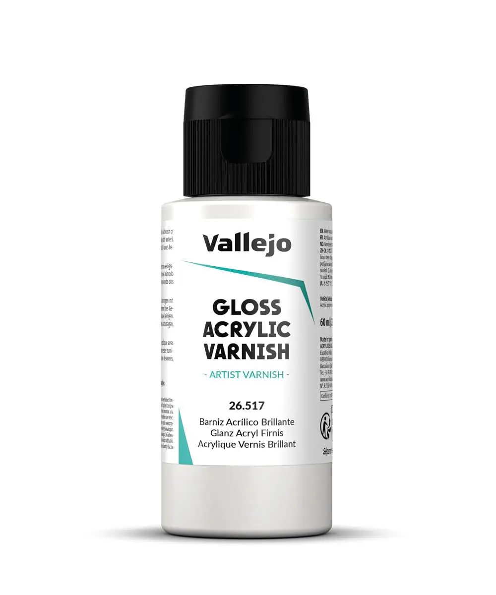 Vallejo Permanent Gloss Acrylic Varnish 55 ml (2.02 Fl Oz) | Scratch Resistant & Non-Yellowing for Indoor/Outdoor Surfaces - main product image