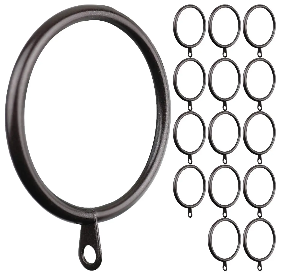 MERIVILLE Curtain Rings Oil-Rubbed Bronze 14 pcs | Thick Steel, 2" Inner Diameter, Compatible with 1.5" Rod - main product image