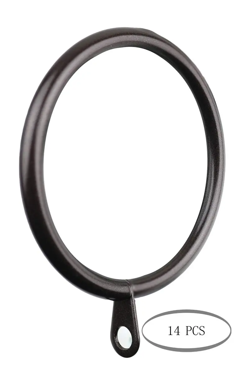 MERIVILLE Curtain Rings Oil-Rubbed Bronze 14 pcs | Thick Steel, 2" Inner Diameter, Compatible with 1.5" Rod - view 2