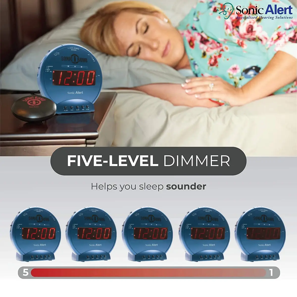 Sonic Alert Sonic Bomb Dual Alarm Clock with Bed Shaker, Turquoise, Large | Heavy Sleepers Wake with a Shake - view 3