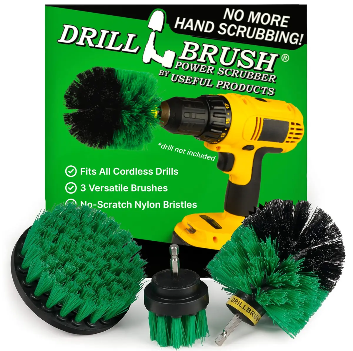 Drillbrush Green Kitchen Drill Brush Set for Oven, Air Fryer & Cabinets | Power Scrubber for Fast Kitchen Cleaning - main product image