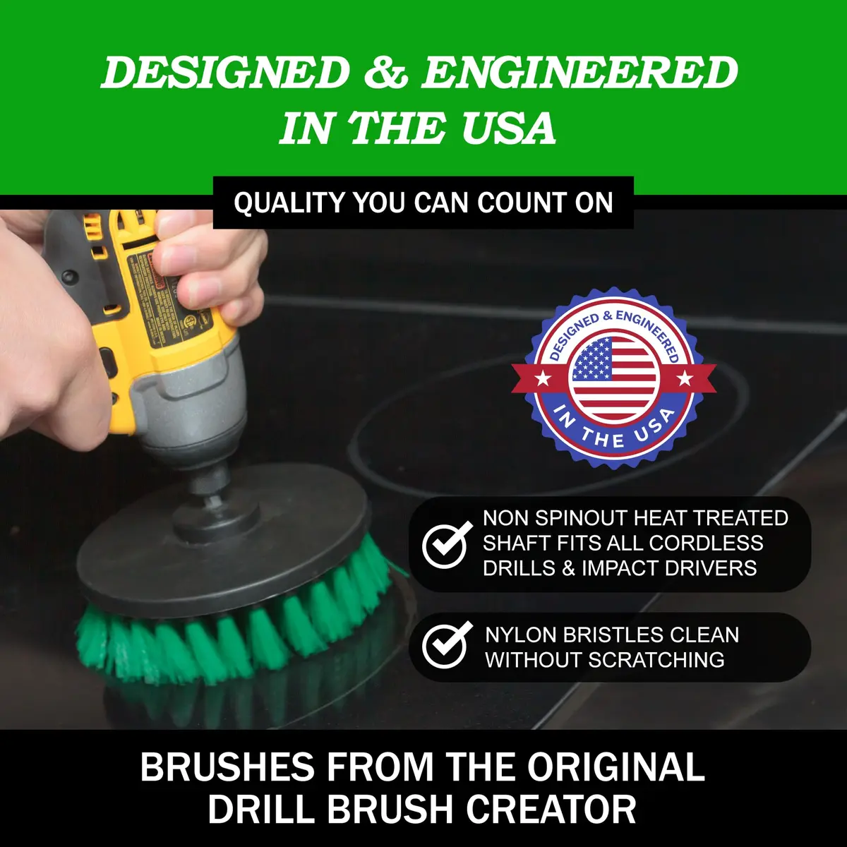Drillbrush Green Kitchen Drill Brush Set for Oven, Air Fryer & Cabinets | Power Scrubber for Fast Kitchen Cleaning - view 3