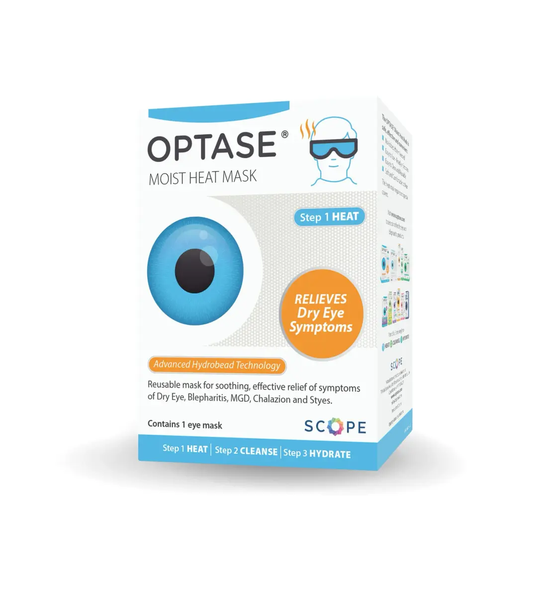 OPTASE Moist Heat Eye Mask with HydroBead Technology | Reusable Heated & Cooling Gel Eye Mask for Dry Eye Relief - main product image
