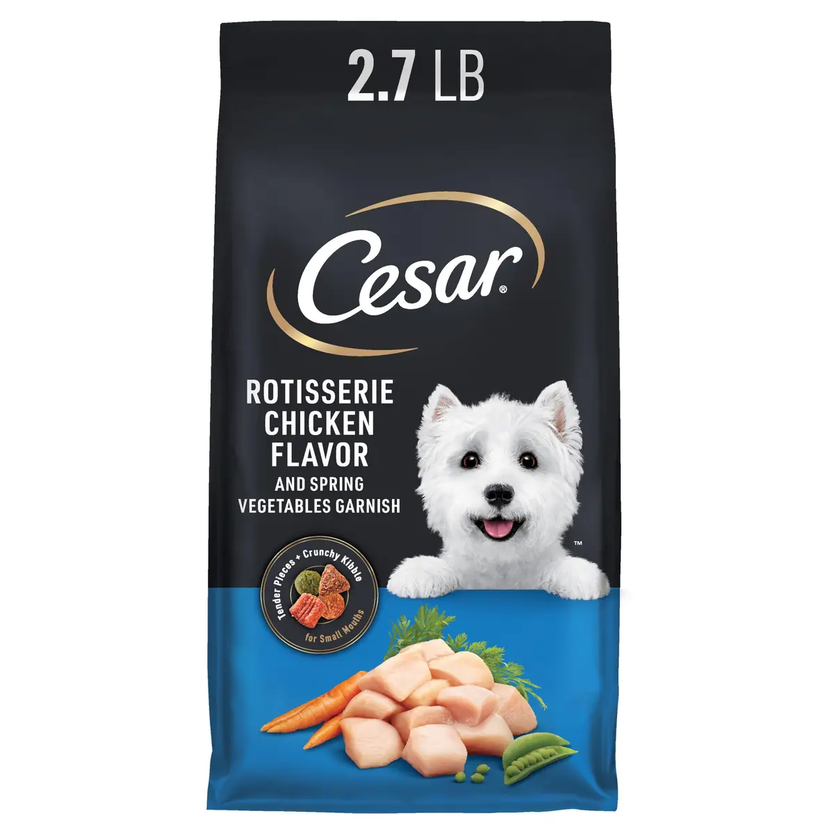 Cesar Small Breed Dry Dog Food, Chicken & Spring Vegetables Flavor, 1.23 kg (2.7 lb) | Nutritionally Complete & Balanced for Small Dogs - main product image