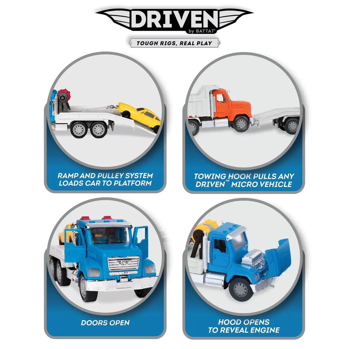 Driven by Battat Micro Tow Truck with Lights & Sounds, Movable Parts, 7-Inch Toy Vehicle | ASTM-Tested for Kids 3+ - view 4