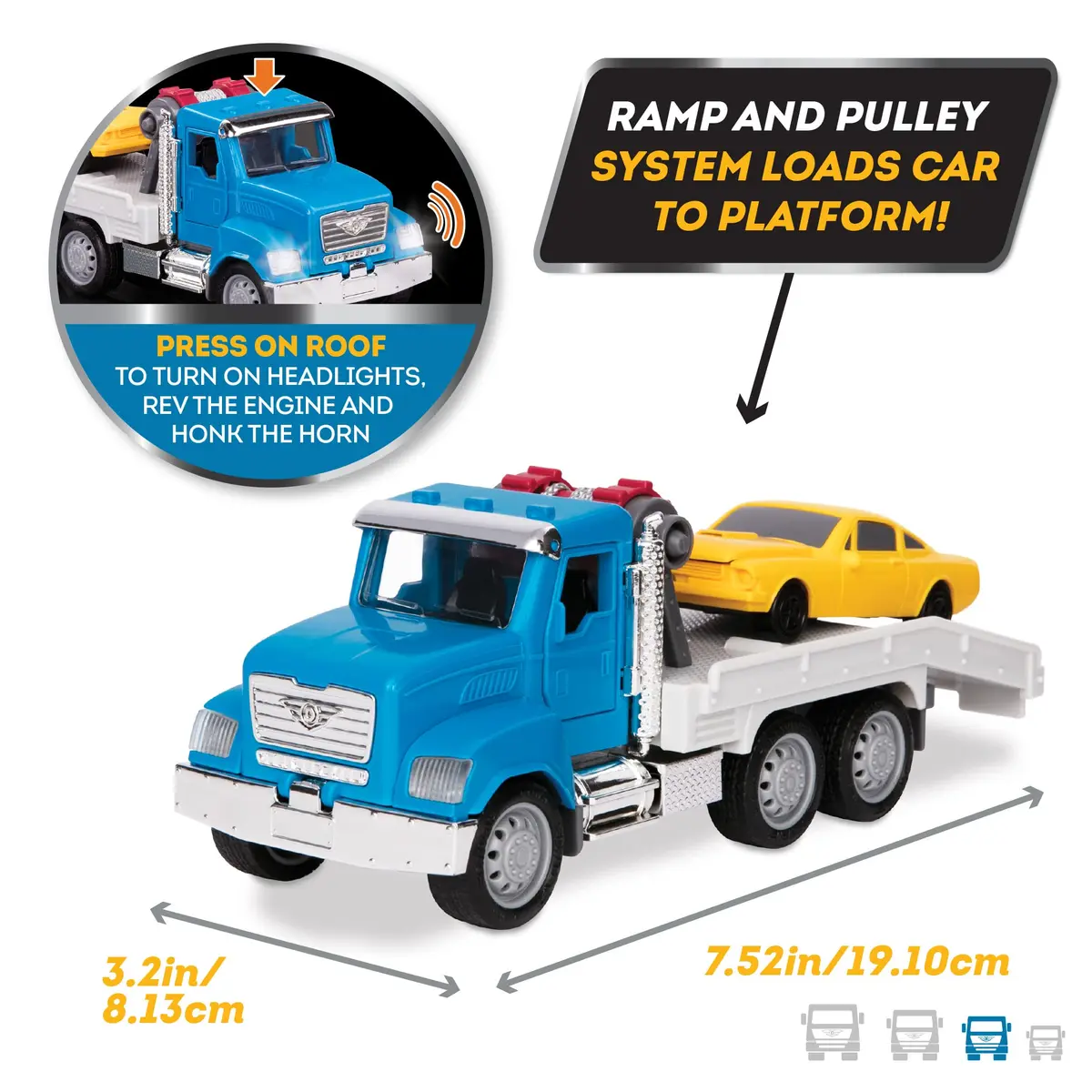 Driven by Battat Micro Tow Truck with Lights & Sounds, Movable Parts, 7-Inch Toy Vehicle | ASTM-Tested for Kids 3+ - view 2