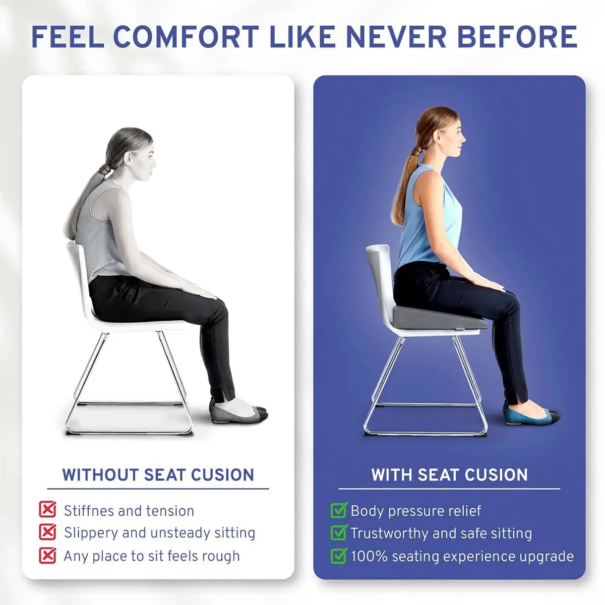 ComfySure Wedge Seat Cushion with Memory Foam | Orthopedic Tailbone Pain Relief for Car & Office Chairs (Grey) - view 4