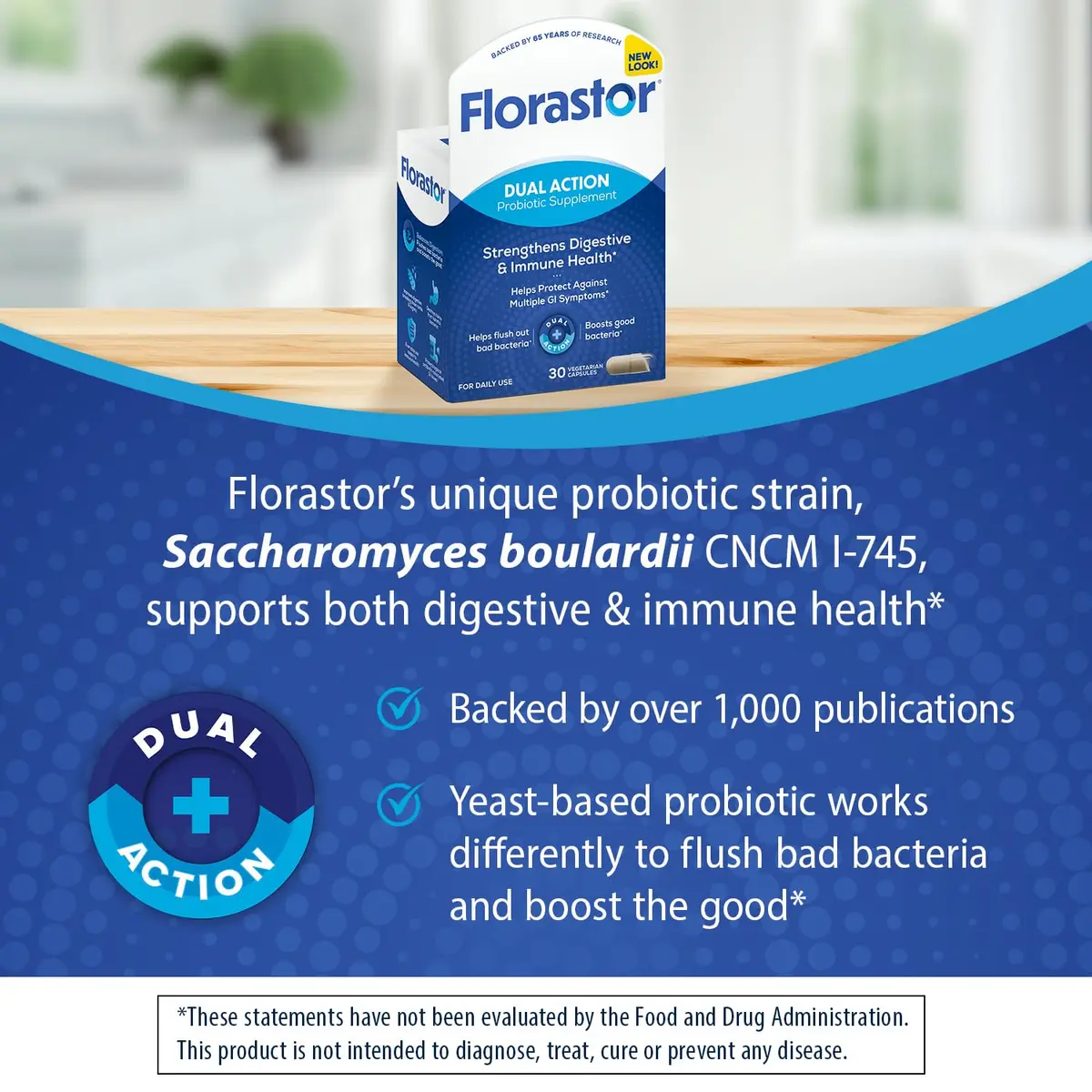 Florastor Probiotic for Digestive & Immune Health | Saccharomyces boulardii 30 Capsules - view 2