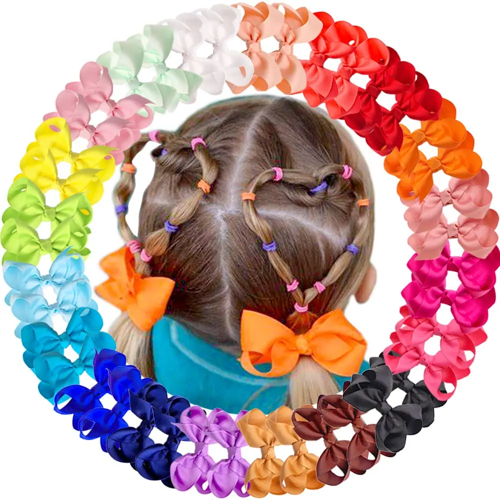 CÉLLOT 3 inch Hair Bows for Girls | Grosgrain Ribbon Toddler Hair Accessories with Alligator Clips (40 pcs, Multicolor) - view 8