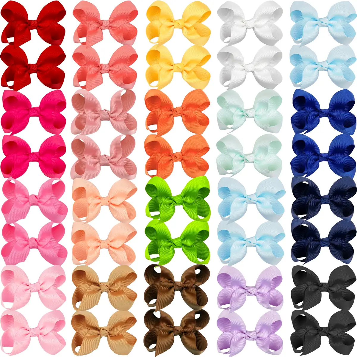 CÉLLOT 3 inch Hair Bows for Girls | Grosgrain Ribbon Toddler Hair Accessories with Alligator Clips (40 pcs, Multicolor) - view 2