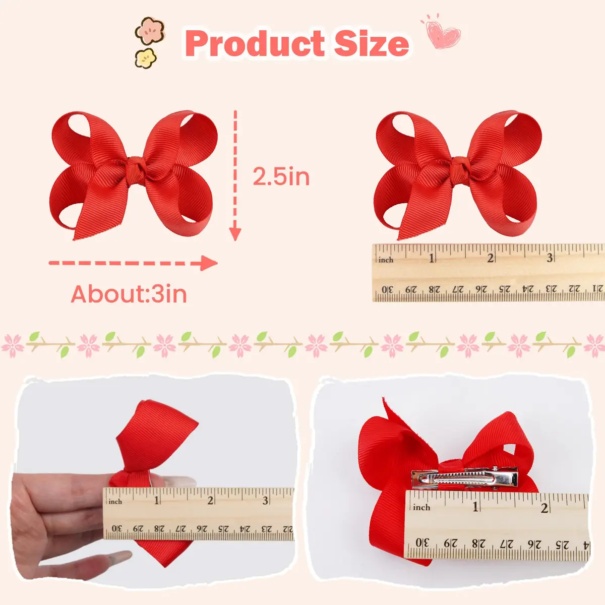 CÉLLOT 3 inch Hair Bows for Girls | Grosgrain Ribbon Toddler Hair Accessories with Alligator Clips (40 pcs, Multicolor) - view 3